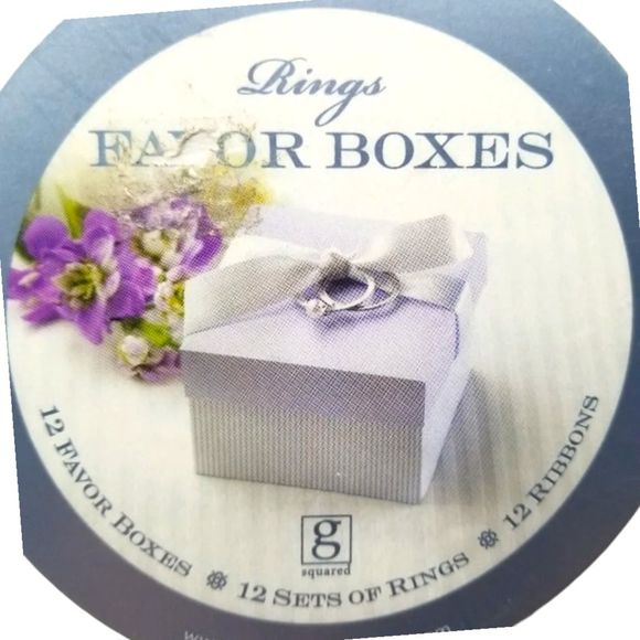 Wedding Anniversary Special Squared Favor Boxes Rings Ribbons 12 Count - Picture 4 of 5